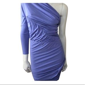 Carven Lavender One Shoulder Rouched Bodycon Dress